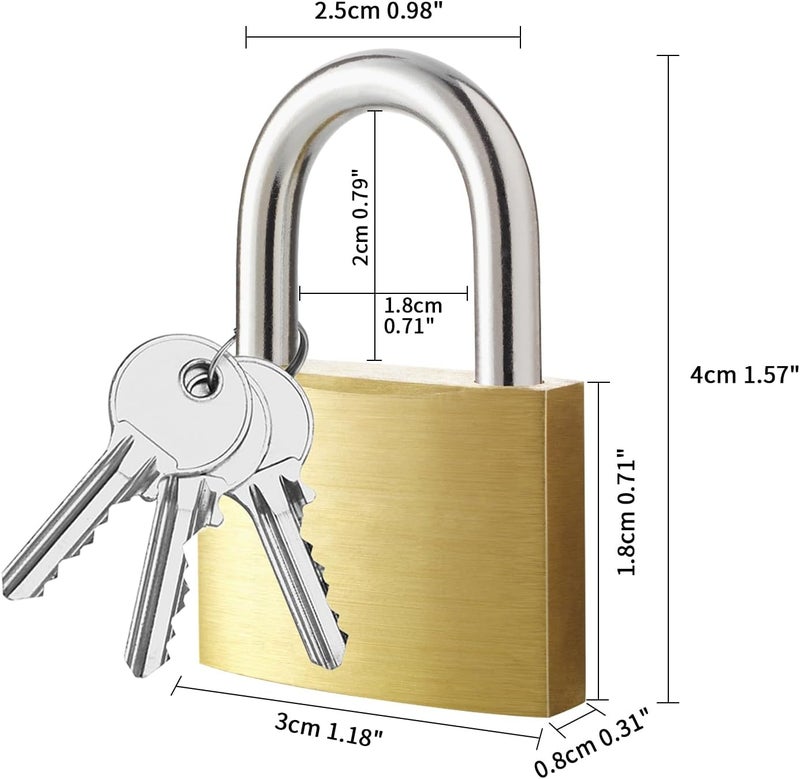 Faburo 4pcs Solid Brass Padlock with Key, Small Pad Lock with Key, Padlocks with 12 Same Keys, Storage Lock Shackle for Locker Outdoor Indoor Use - Image 2